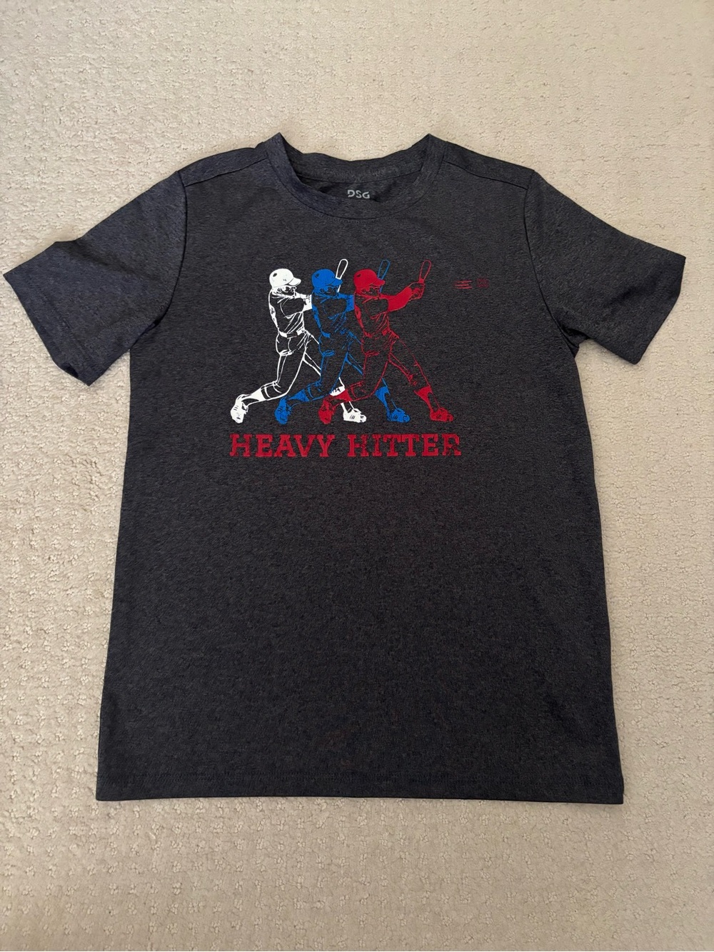 DSG Youth Kids' 'Heavy Hitter' Charcoal Active Graphic Tee Boy’s Baseball Shirt